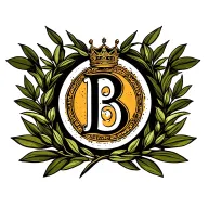 a kings letter stamp with the letter b in side of an olive branch circle with a crown on top  tattoo design idea