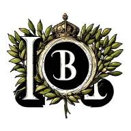  a kings letter stamp with the letter b in side of an olive branch circle with a crown on top  tattoo design idea