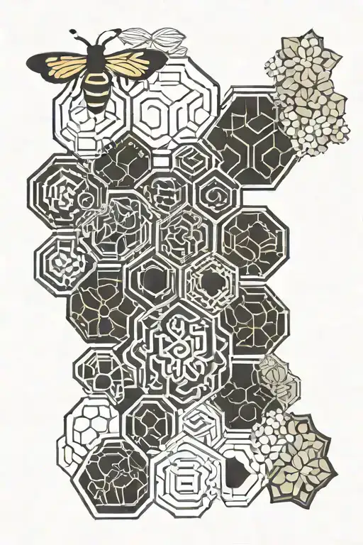 Japanese village honey comb tattoo design idea