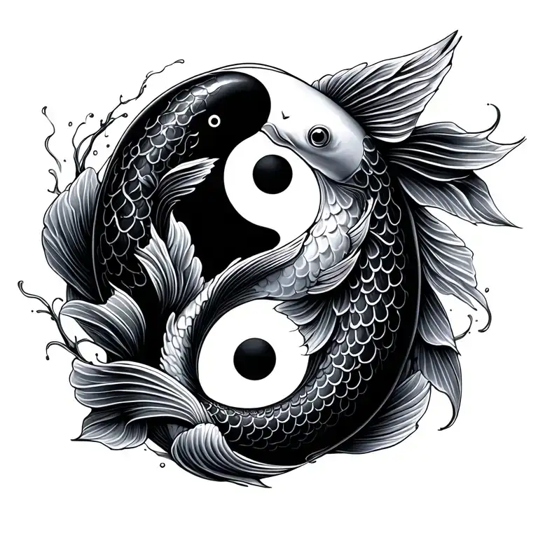 japanese koi fish yin yang tattoo design idea