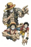 one piece gold roger und luffy gear 5 tattoo design idea