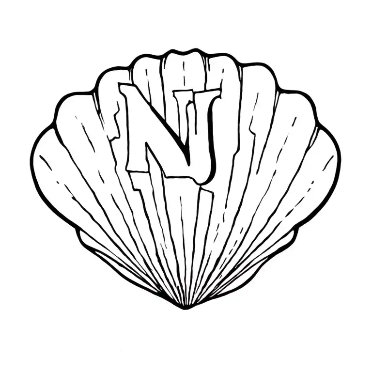 "NJ" Small scallop shell pattern tattoo design idea