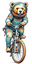outer space bicycling bear tattoo design idea