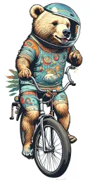 outer space bicycling bear tattoo design idea