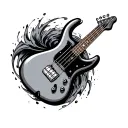 bass guitar outline and hurricane swirling tattoo design idea