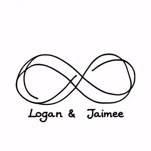 infinity symbol with names Logan and Jaimee  tattoo design idea
