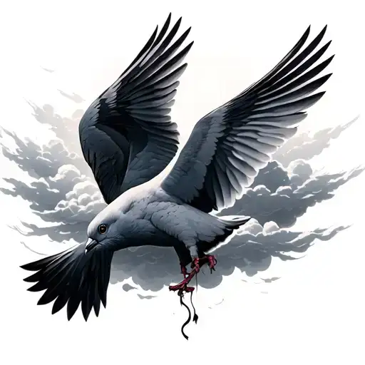 doves and clouds surrounding tattoo design idea