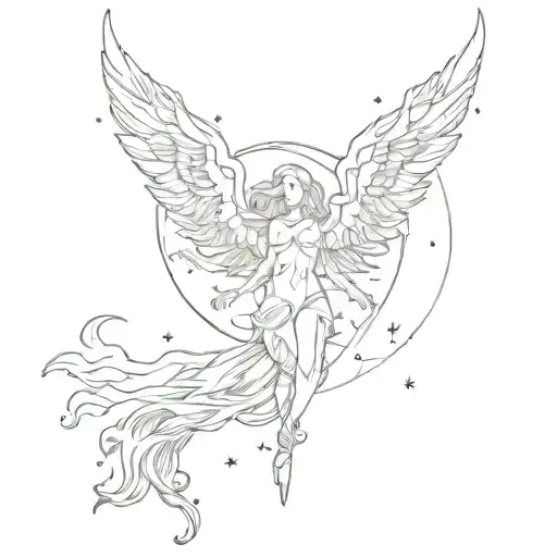 aurora borealic and comet  tattoo design idea