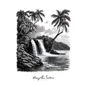 Hawaii waterfall and trees tattoo design idea