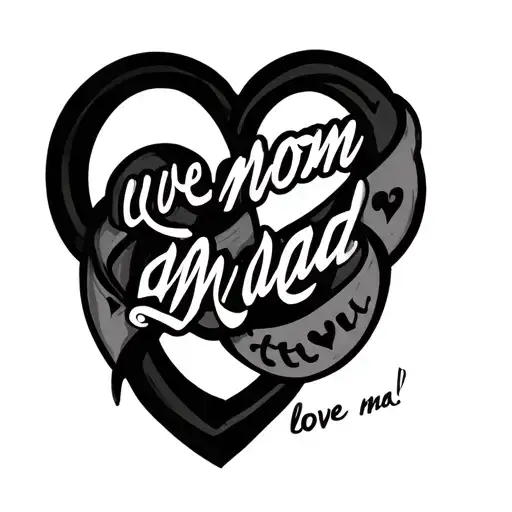 use the  words  "love mom" "love dad" "love ma"  to create an infinity symbol tattoo design idea