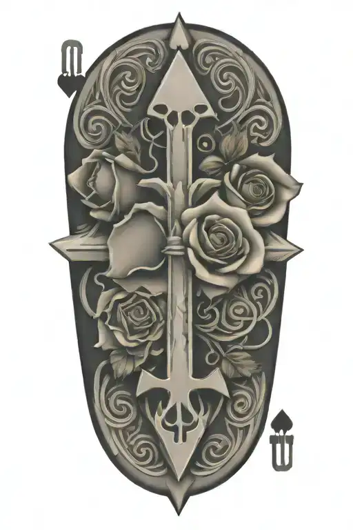Western,Playing Cards, Roses,Barbed wire,Cross tattoo design idea