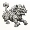 fu dog,clouds tattoo design idea