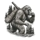 sasquatch holding static line tattoo tattoo design idea