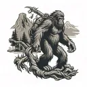 sasquatch holding static line tattoo tattoo design idea