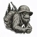 sasquatch holding static line tattoo tattoo design idea