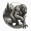 sasquatch holding static line tattoo tattoo design idea