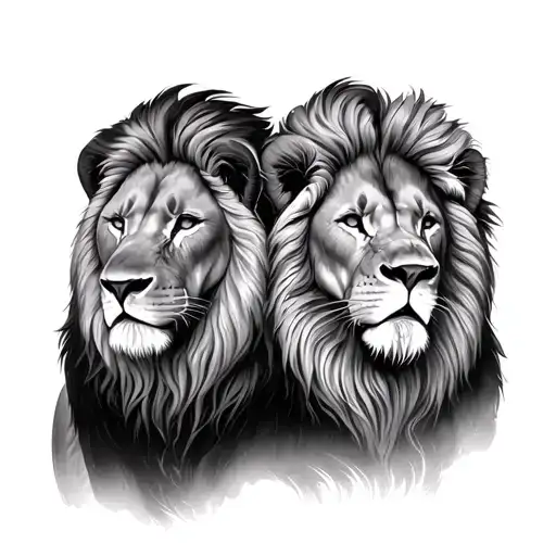 Lion father and son tattoo design idea