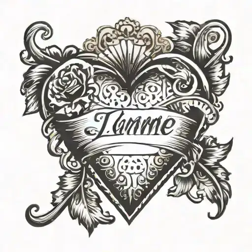 Heart with marking: "J'aime TQ" tattoo design idea