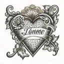 Heart with marking: "J'aime TQ" tattoo design idea
