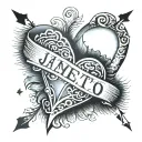 Heart with marking: "J'aime TQ" tattoo design idea