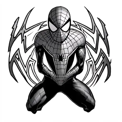 spiderman logo and mask tattoo design idea