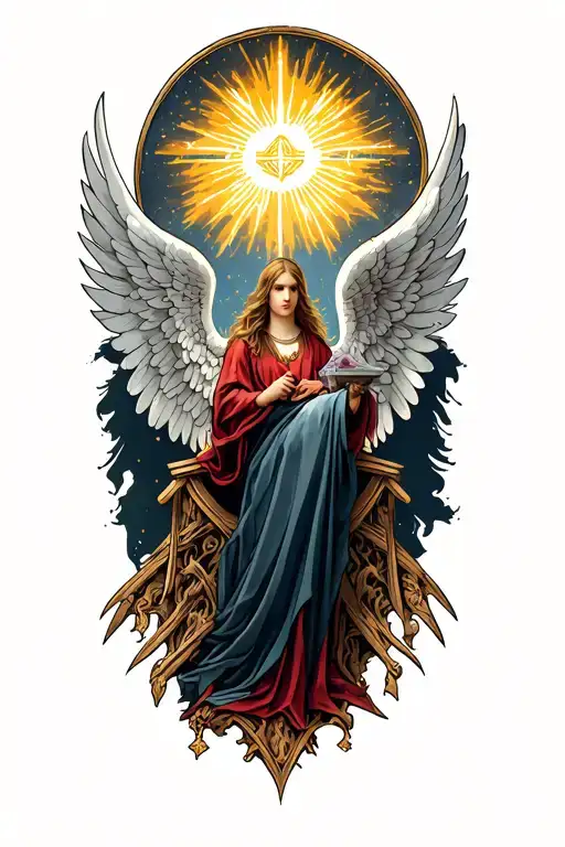 biblically accurate thrones and seraphim angels tattoo design idea