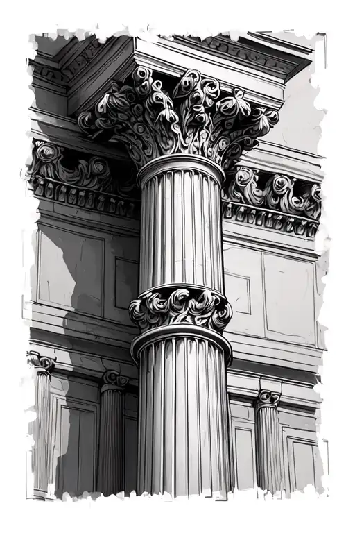 Roman pillar tattoo design idea