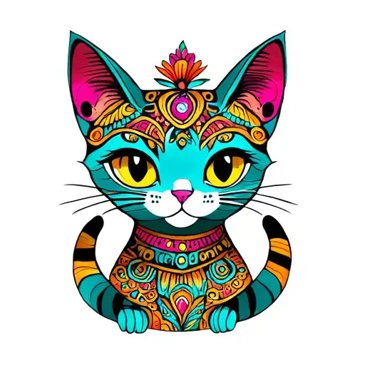Can you make a minimalist alebrije cat tattoo tattoo design idea