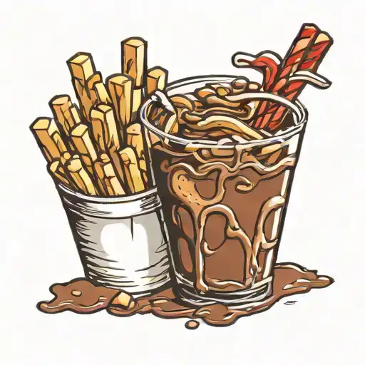 chocolate shake and fries tattoo design idea