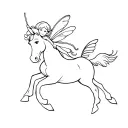 a cute baby fairy riding a cute horse flying tattoo design idea