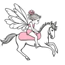 a cute baby fairy riding a cute horse flying tattoo design idea