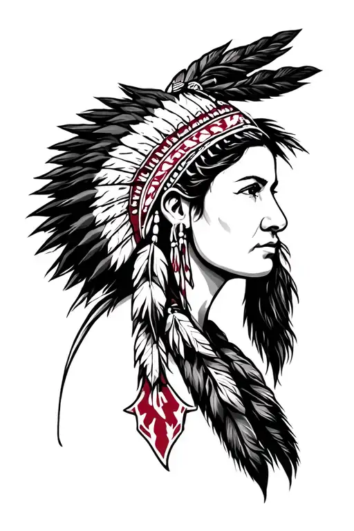 Native American Woman in Alabama crimson tide tattoo design idea