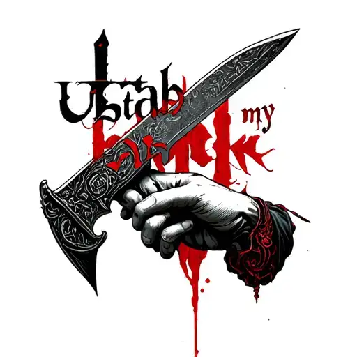 "U stab my back and shake hand" gothic knife, betrayal  tattoo design idea
