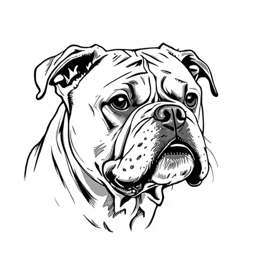 American bulldog head tattoo design idea