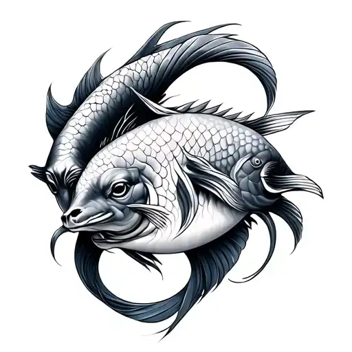 Combined Pisces And Aries tattoo design idea