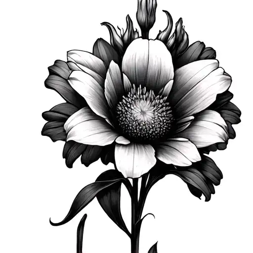 Gladiolus And Daisy tattoo design idea