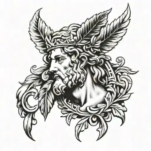 greek mythology with laurel wreath tattoo design idea