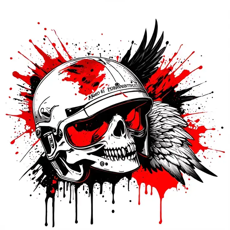 helmet skull eagle sitting tattoo design idea