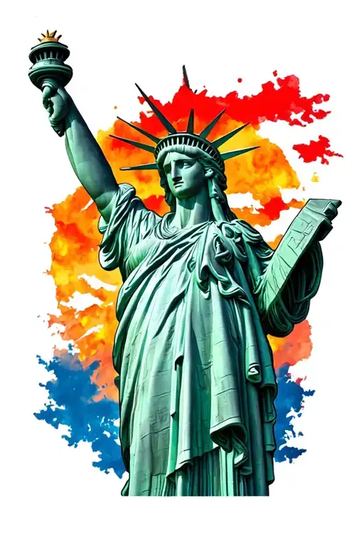 statue of liberty holding halligan tattoo design idea