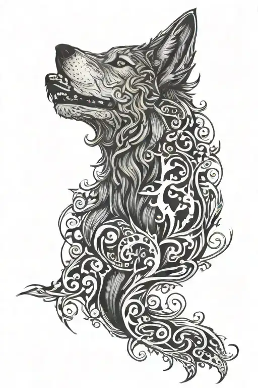 irish  wolf tattoo design idea