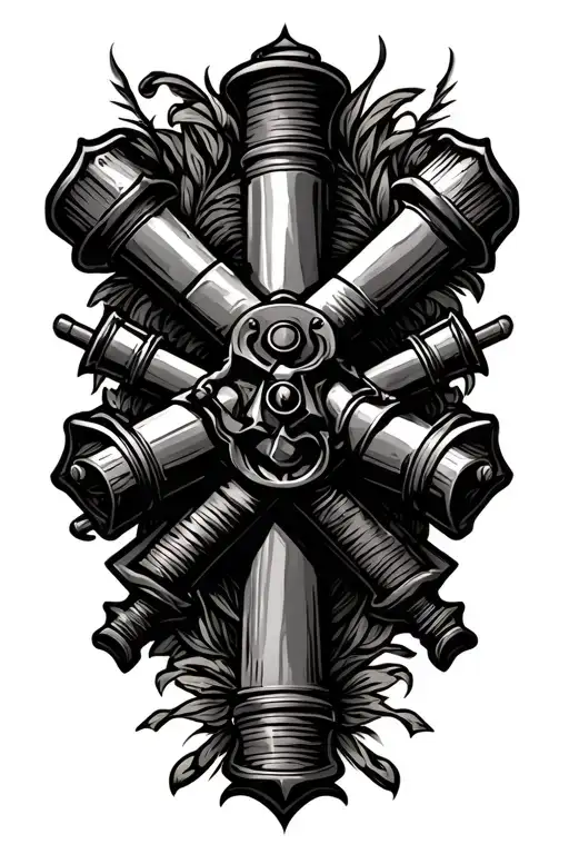 artillery cross cannons tattoo design idea
