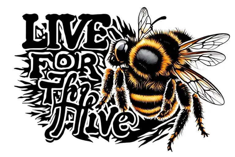 "Live for the Hive" "Live for the Hive" honey bee hive tattoo design idea