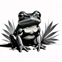 steampunk tree frog sitting tattoo design idea