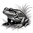steampunk tree frog sitting tattoo design idea