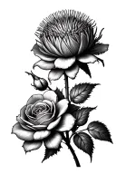 rose thistle daffodil flowers tattoo design idea