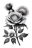 rose thistle daffodil flowers tattoo design idea