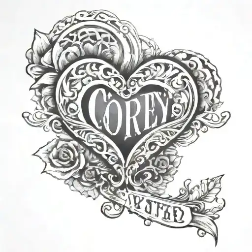 a heart shape with the name Corey   tattoo design idea