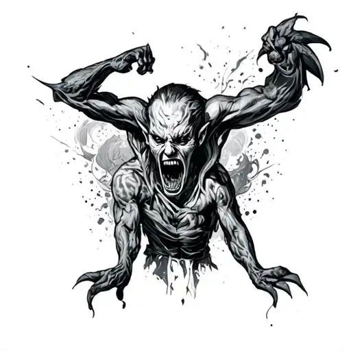 fighting inner demons tattoo design idea