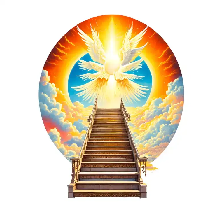 stairs going into heaven tattoo design idea