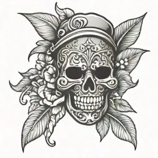 grenade with Mardi Gras face with flor de leis tattoo design idea
